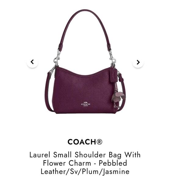 NWT Coach Laurel Small Shoulder Bag Plum Purple W Silver And Flower Charm - Picture 1 of 4